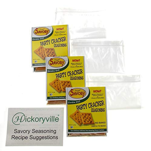 Garden Dill Flavor Savory Saltine Seasoning 1.4 Ounce Bundle_ 3 Packs  Plus  3 Zip Top Bags  Plus  Recipes Card