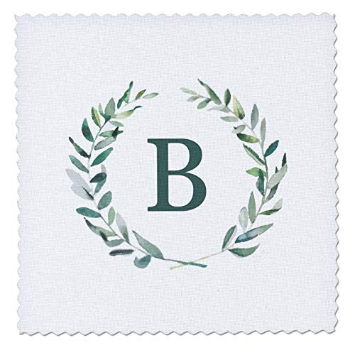 3dRose Wreath with monogram initial letter B in green on white. _ Quilt Squares _qs_337384_2_