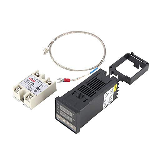 Gravo Digital PID Temperature Controller Kit Dual Digital Display REX C100 Thermostat  Plus  40Da SSR Relay Plus  K Type Probe Sensor
