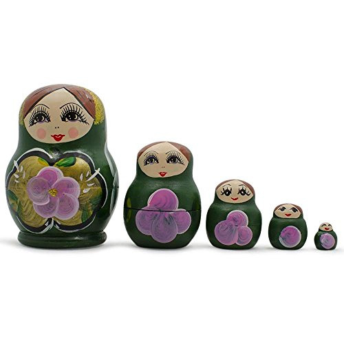 BestPysanky Set of Green Dress Russian Wooden Nested Dolls 3.5 Inches BestPysanky Set of Green Dress Russian Wooden Nested Dolls 3.5 Inches
