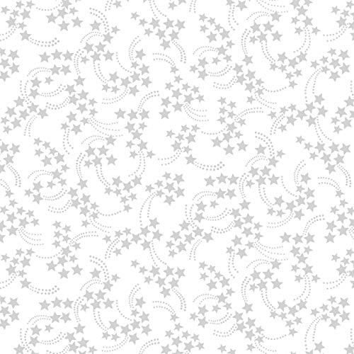 Cream  and  Sugar IX Stars White Cotton Fabric by Studio E