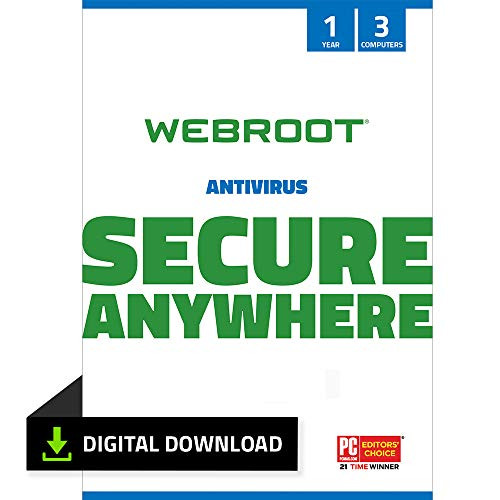 Webroot Antivirus Software 2021 _ 3 Device _ 1 Year _ PC Download _ Includes Secure Web Browsing and Malware Protection