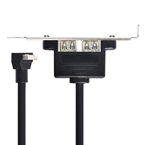 Xiwai USB 3.1 Front Panel Header Key_B to Dual USB 3.0 Type_A Female Extension Cable 50cm Panel Mount Type