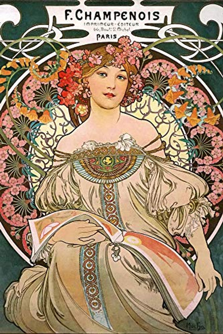 Close Up Alfons Mucha Poster F. Champenois 1897 _24 inch x36 inch _ Close Up Alfons Mucha Poster F. Champenois 1897 _24 inch x36 inch _