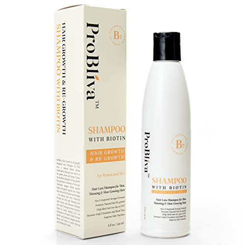 ProBliva Hair Growth Shampoo with Biotin _ Shampoo for Thinning Hair  and  Hair Loss for Women and for Men _ Thicker_ Fuller_ Longer Hair _ with DHT Blockers _ 8oz