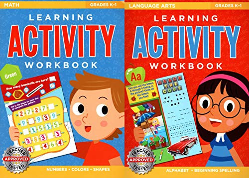 Learning Activity Workbook _ Set of 2 Workbooks Language Arts  Plus  Math _ Grades K 1 _ Teacher Approved v2