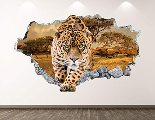West Mountain Cheetah Wall Decal Art Decor 3D Smashed Animal Sticker Mural Kids Room Custom Gift BL67 _22 inch  W x 14 inch  H_