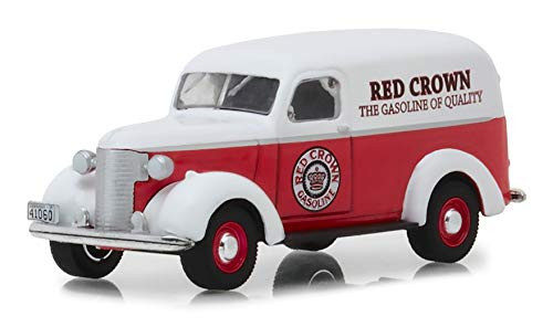 1939 Chevrolet Panel Truck Red Crown Gasoline Red with White Top Running on Empty Series 6 1 64 Diecast Model Car by Greenlight 41060 E