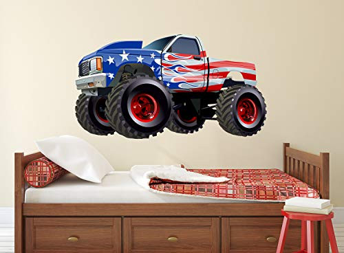 Monster Truck Wall Decal _ Trucks Wall Decals _ Bedroom Decor Vinyl Playroom Art Mural Sticker _22 inch W x 12 inch H_ Monster Truck Wall Decal _ Trucks Wall Decals _ Bedroom Decor Vinyl Playroom Art Mural Sticker _22 inch W x 12 inch H_