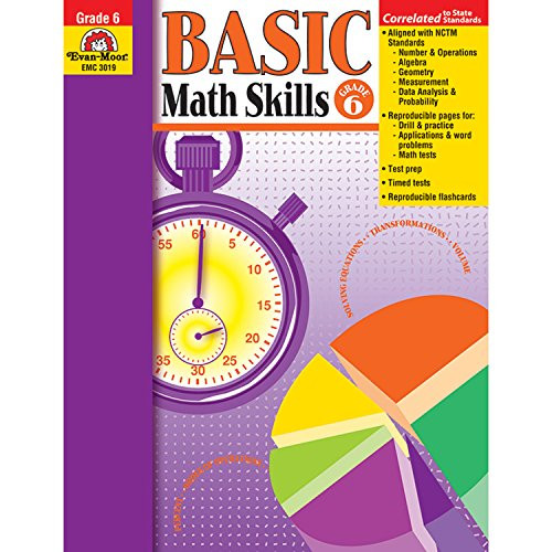 Evan-Moor EMC3019 Basic Math Skills Book, Grade 6