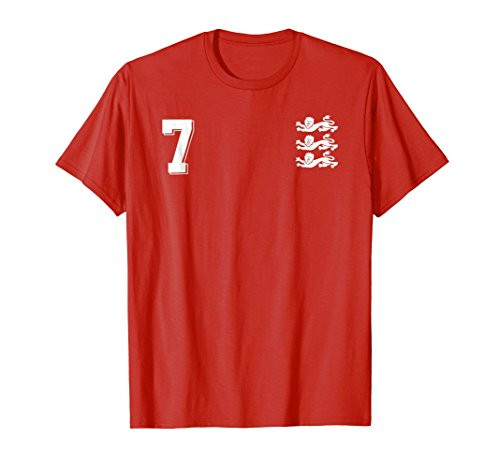 England Football Jersey 1966 Soccer T_Shirt 7 Red Lions