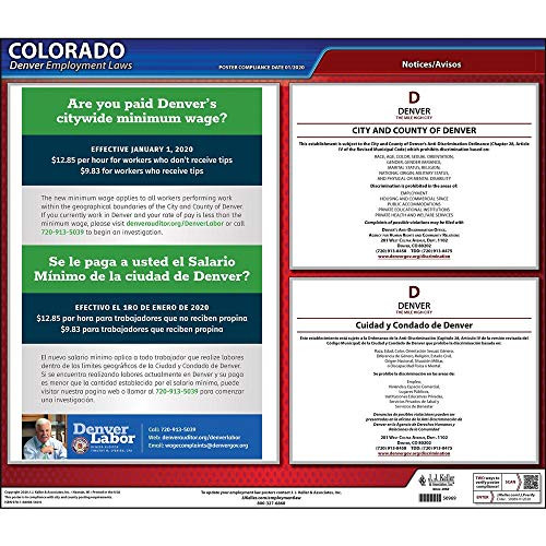 Colorado Denver Non_Discrimination Poster _ 20 inch  x 17.25 inch  English  and  Spanish Laminated Labor Law Poster for Workplace Compliance _ J. J. Keller  and  Associates