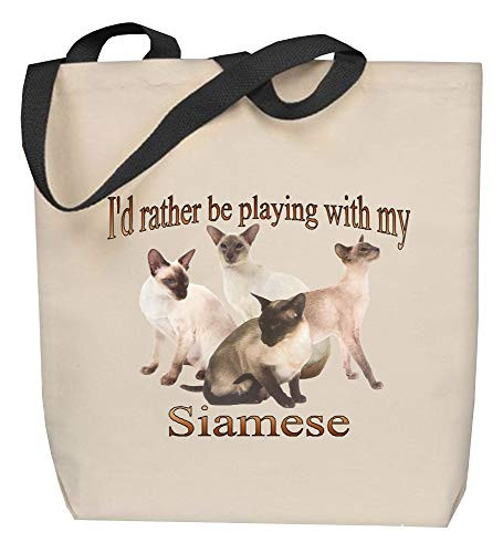 I'd rather be playing with my Siamese _ Personalized Tote Bag