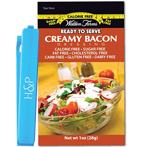 Walden Farms On_the_Go Salad Dressing Packets in Ready to Serve Calorie Free Packs_ 20 _ 1 oz Creamy Bacon Pouches with H and P Clip