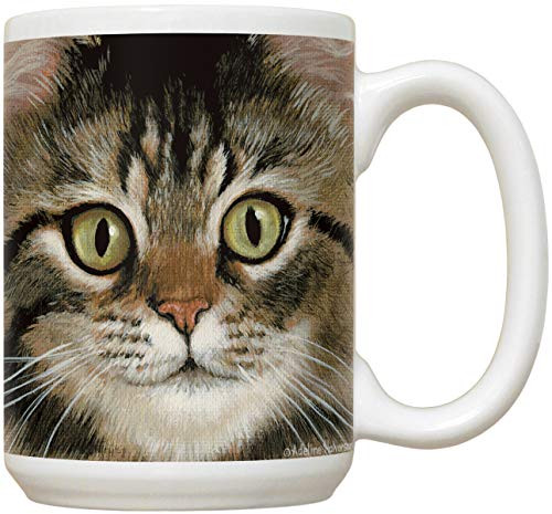 Brown Tabby Cat Face Mug | Large 15 oz Coffee or Tea Mug | Brown Tabby Cat Lovers Gift | Cat Gifts