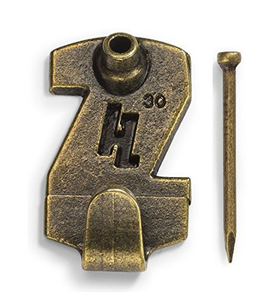 HangZ 30005B Gallery Picture Hooks (50 Pack), 50 lb, Antique Brass