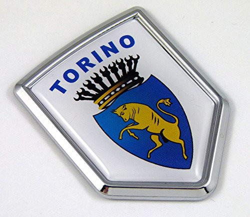 Torino Turin Italy Flag Car Chrome Emblem Decal 3D Bike Sticker Crest Fiat