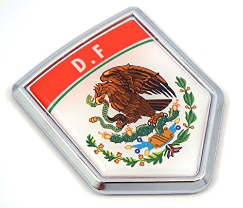DF D.F Mexico Flag Mexican Car Emblem Chrome Bike Decal 3D Sticker MX27