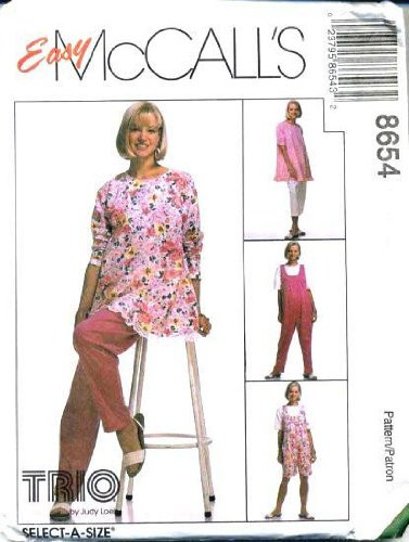 McCall's Sewing Pattern 8654 Misses' Maternity Tunic_ Jumpsuit in 2 Lengths  and  Pants in 2 Lengths_ Size E _14 16 18_