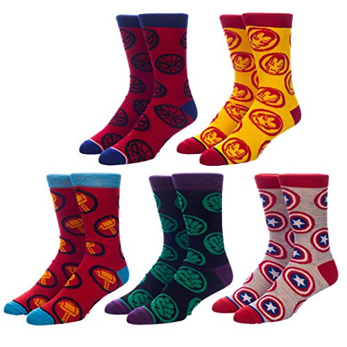 Marvel The Avengers Comic Character Crew Socks _Pack of 5__10_13_Multi_color