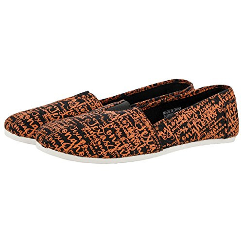 FOCO NCAA Texas Longhorns College Canvas Script Print Slip On Shoes_ Medium 7_8_ Team Color