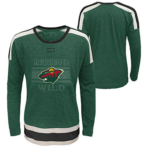 Outerstuff NHL Youth Girls _7_16_ Celly Long Sleeve Hyper Slub Tee_ Minnesota Wild Hunter Medium _10_12_ Outerstuff NHL Youth Girls _7_16_ Celly Long Sleeve Hyper Slub Tee_ Minnesota Wild Hunter Medium _10_12_