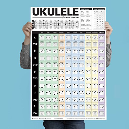Popular Ukulele Chords Poster  An Educational Reference Poster with Chords_ Chord Formulas and Chord Progressions for Ukulele Players and Teachers 24 inch  x 36 inch   Best Music Stuff