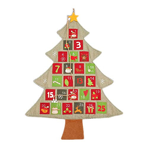G_Tree 2019 Newest Felt Christmas Tree Ornaments Advent Calendar Set_DIY Xmas Countdown Decorations Wall Door Hanging Gift for Kids