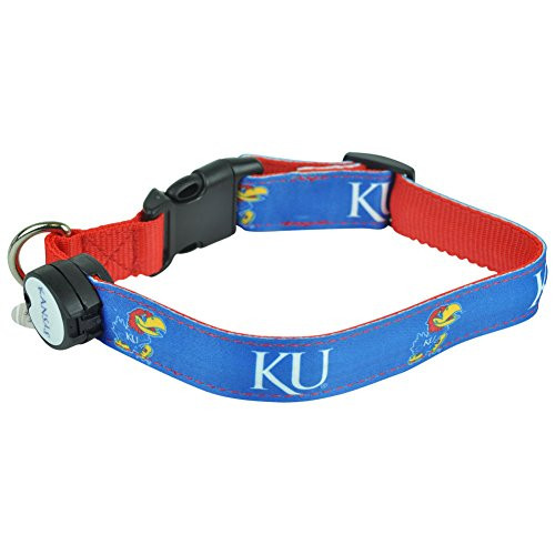 Dog_E_Glow Kansas Jayhawks Lighted LED Dog Collar_ Large_ 15_Inch by 21_Inch