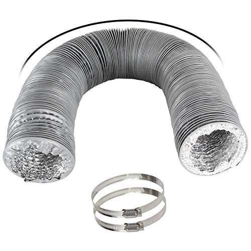 4 inch Vent Duct Hose 16 feet Long_ Abuff Flexible 4_Layers Aluminum Dryer Vent Hose Air Hose Great for HVAC Duct_ Clothes Dryer Duct_ Air Duct _2 Clamps Included_