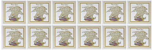 3dRose Eagle, Gold on Red White, Blue Shield, Thank You Greeting Cards, 6" x 6", Set of 12 (gc_212232_2)