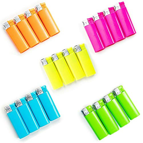 Xuper Color _ 20 Pack Neon Single Jet Flame Torch Lighters Multi Color Flame Windproof Adjustable and Butane Refillable