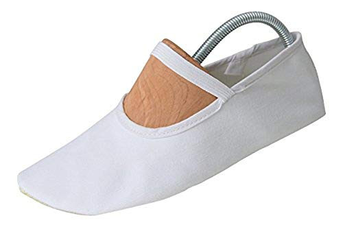 Eurythmy Gymnastic Cotton Shoes for Toddlers and Kids with Non_Slip Rubber Sole _ Designed for Waldorf Schools _ Suitable for Ballet_ Dance_ Trampoline_ Deadlift _Big Kid 7_ White_