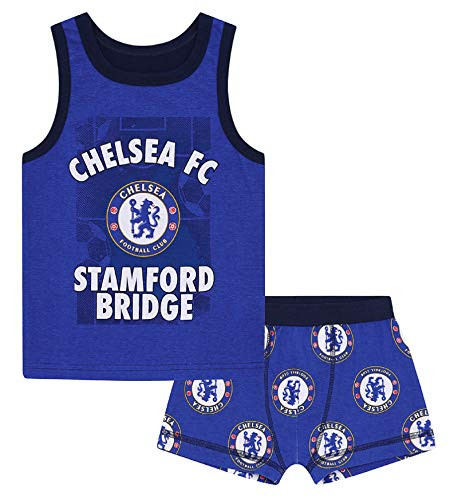 Chelsea FC Official Soccer Gift Boys Boxer Shorts  and  Vest Set 2_3 Years