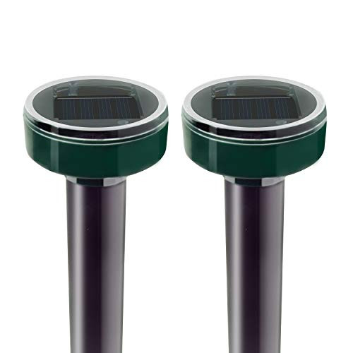 ANSAUCT Mole Repellent Stakes_ Gopher Repellent Solar Powered 2 Pack Ultrasonic Rodent Repellent Groundhog Deterrent Vole Chaser Spikes for Outdoor Lawn