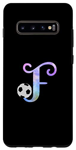 Galaxy S10 Plus  Letter f soccer ball monogram_ initial f watercolor Case