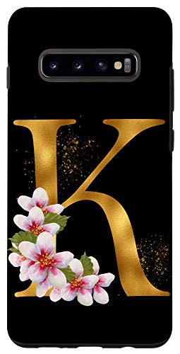 Galaxy S10 Plus  Monogram Letter Initial B With Pink Roses Case
