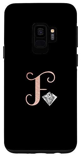 Galaxy S9 Letter F rose pink phone case_ initial F black for girls Case