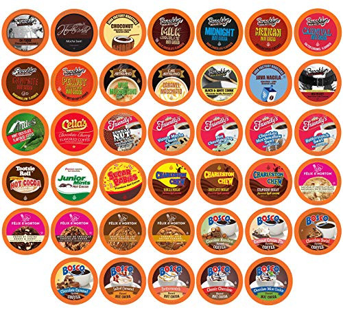 Two Rivers Chocoholic Single-Cup Coffee and Hot Cocoa Sampler Pack for Keurig K-Cup Brewers, 40 Count(Package may vary) Two Rivers Chocoholic Single-Cup Coffee and Hot Cocoa Sampler Pack for Keurig K-Cup Brewers, 40 Count(Package may vary)