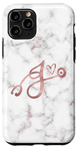 iPhone 11 Pro Cute Letter J Initial Monogram Nurse Doctor Rose Pink Case