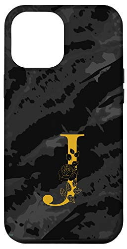 iPhone 12 Pro Max Monogram Letter Initial J Black Case