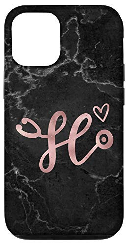 iPhone 12 12 Pro Cute Letter H Initial Monogram Nurse Rose Pink Stethoscope Case