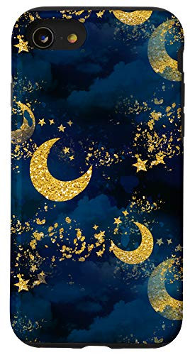iPhone SE _2020_   7   8 Case celestial magic moons and stars blue pattern phone Case