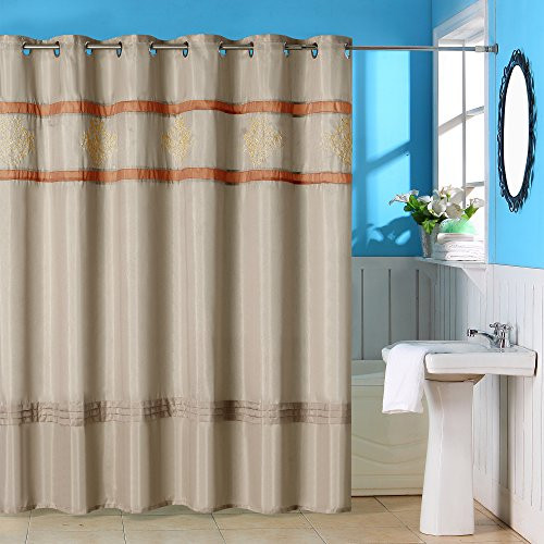 Bedford Home Radcliff Embroidered Shower Curtain with Grommets - Rust