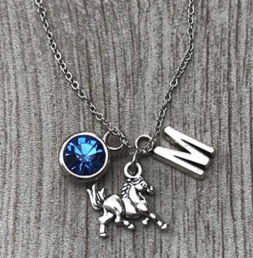 Personalized Horse Necklace with Birthstone _ Letter Charm Pet Horse Jewelry Racing Horse Pendant Equestrian Gift Ideas Horse Lover Charm Necklace Personalized Horse Necklace with Birthstone _ Letter Charm Pet Horse Jewelry Racing Horse Pendant Equestrian Gift Ideas Horse Lover Charm Necklace