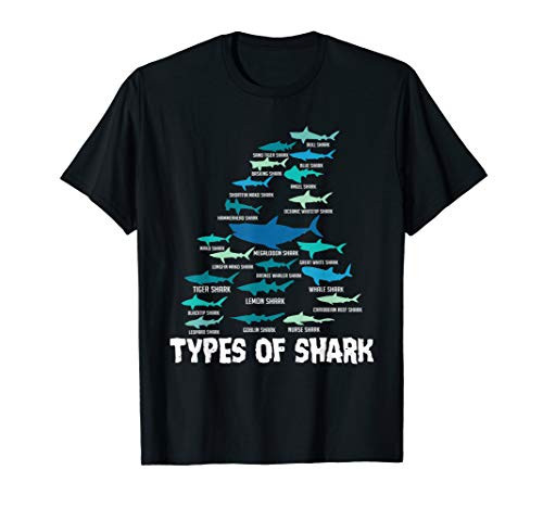 Types of Shark Megalodon Great White Nurse Shark T_Shirt