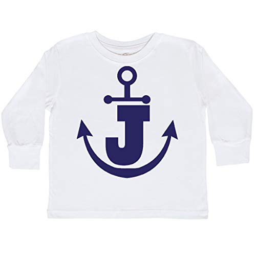 inktastic Monogram J Nautical Anchor Toddler Long Sleeve T_Shirt 5_6 White 22315