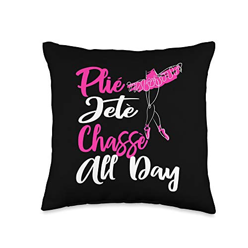 Ballet Tees by K Ballet Ballerina Dance Recital Gift Plie Dancer Present Throw Pillow_ 16x16_ Multicolor