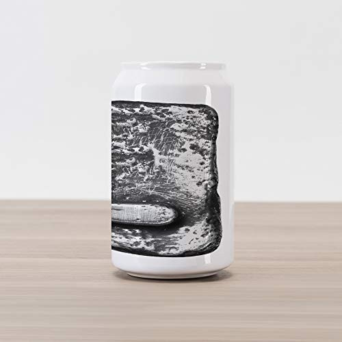 Ambesonne Letter L Cola Can Shape Piggy Bank_ Typography Composite L Alphabet Letter Name Baroque Knights Iron Words Writing Design_ Ceramic Cola Shaped Coin Box Money Bank for Cash Saving_ Grey