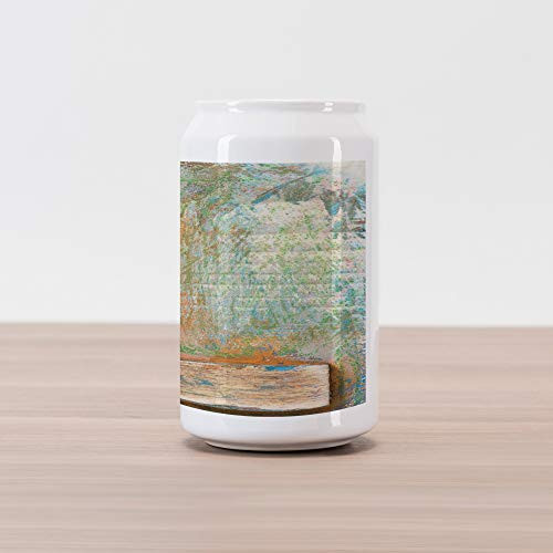 Ambesonne Letter L Cola Can Shape Piggy Bank_ Letterpress Natural Old Texture Backdrop Writing Timeworn Design Typography_ Ceramic Cola Shaped Coin Box Money Bank for Cash Saving_ Multicolor